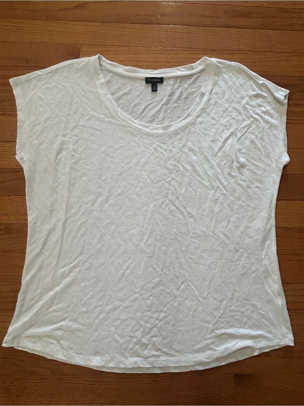 Talbots Shirt Women’s Size XL White Short Sleeve Linen Rayon Blend Minimalist